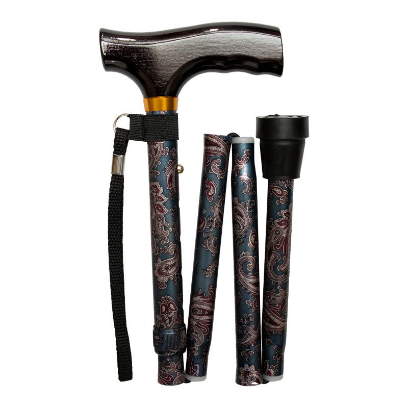 BeMed Walking Stick Folding 33'- 37' Green Paisley