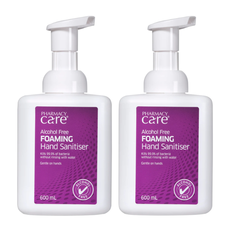 2x Pharmacy Care Alcohol Free Foam Sanitiser 600ml