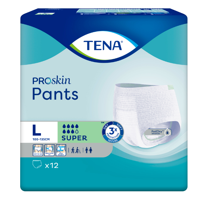 4 x TENA Super Absorbent Incontinence Pants Size Large 100 - 135 cm 12 Pack = 48 Pants
