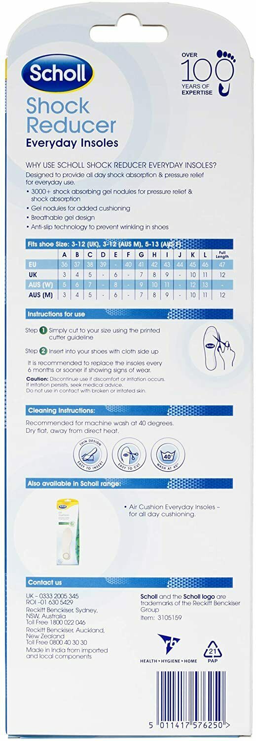 Scholl Insoles Shock Reducer All Day Absorption & Pressure Relief
