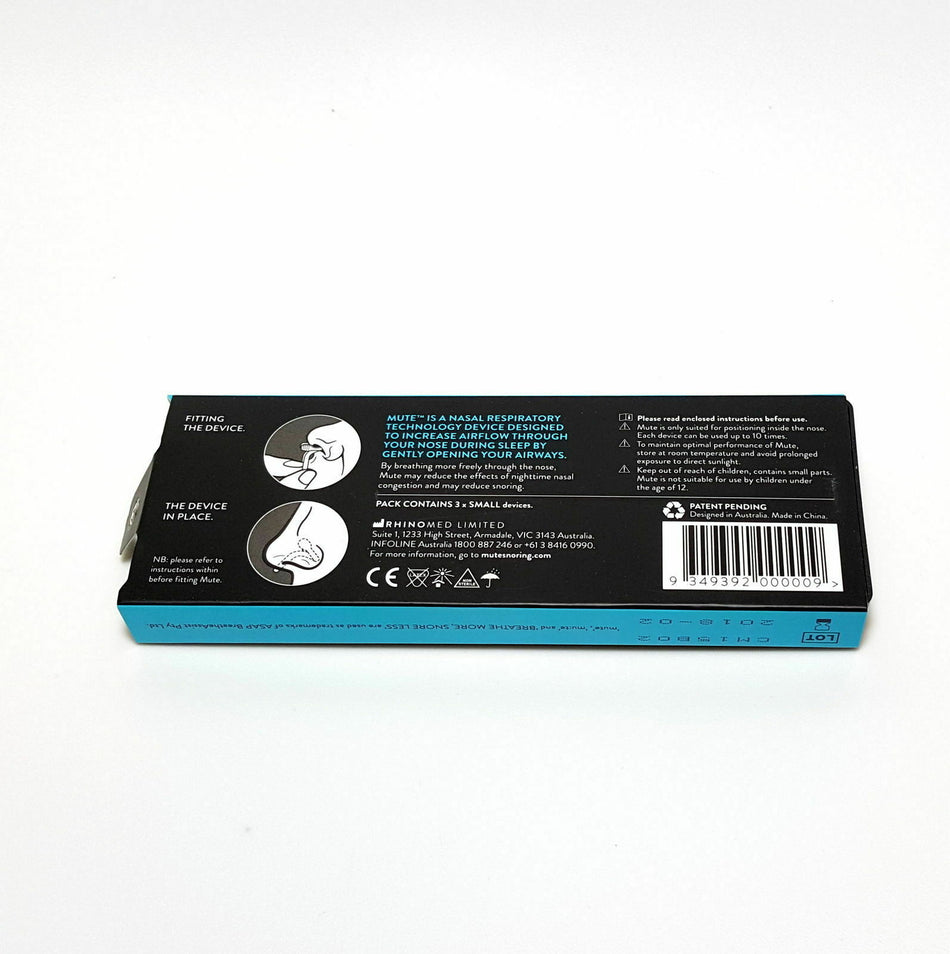 Rhinomed Mute Breathe More Snore Less Nasal Device SMALL, MEDIUM or LARGE