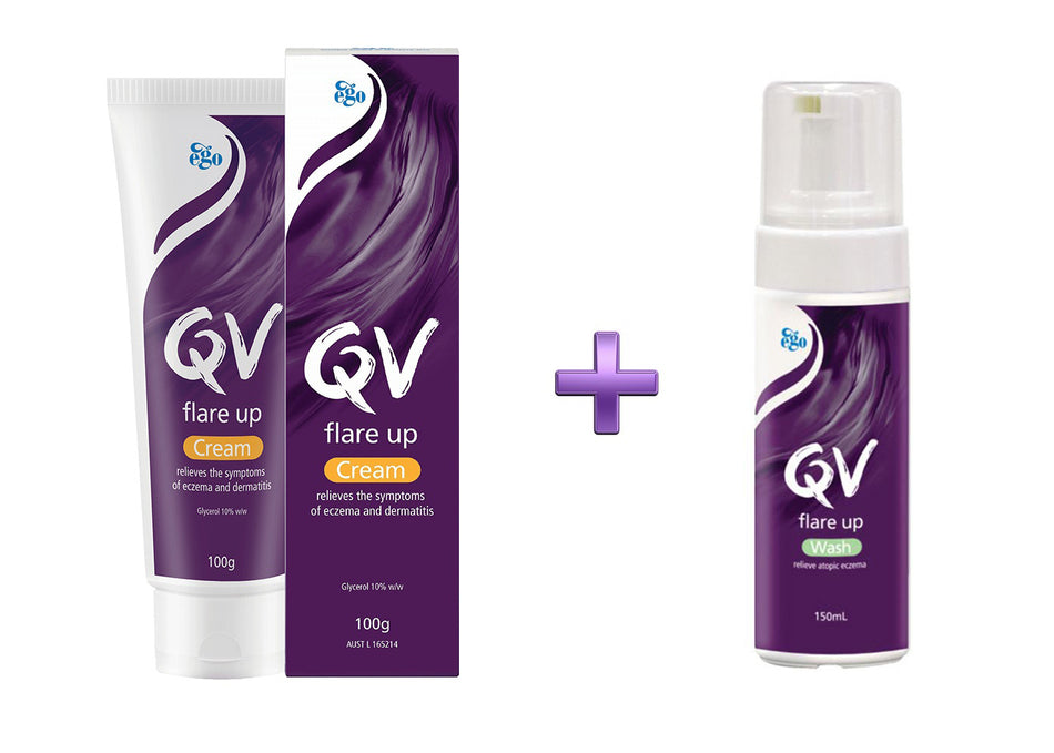 Ego QV Flare Up Cream 100g + Ego Qv Flare Up Wash 150ml Duo Pack