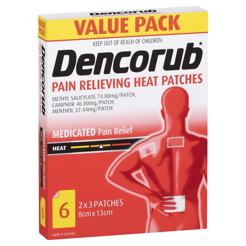 Dencorub Self Adhesive Pain Relieving Heat Patches - 6 Patches