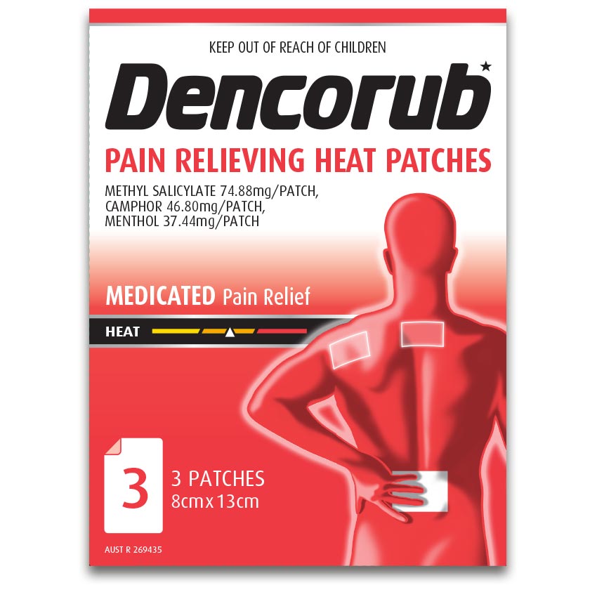 Dencorub Self Adhesive Heat Patches 3 Pack