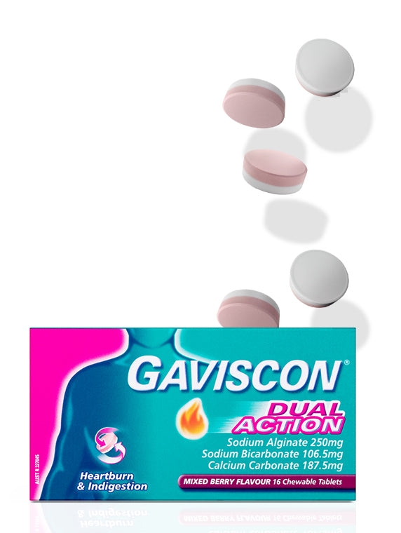 Gaviscon Dual Action Mixed Berry Flavour 16 Tablets