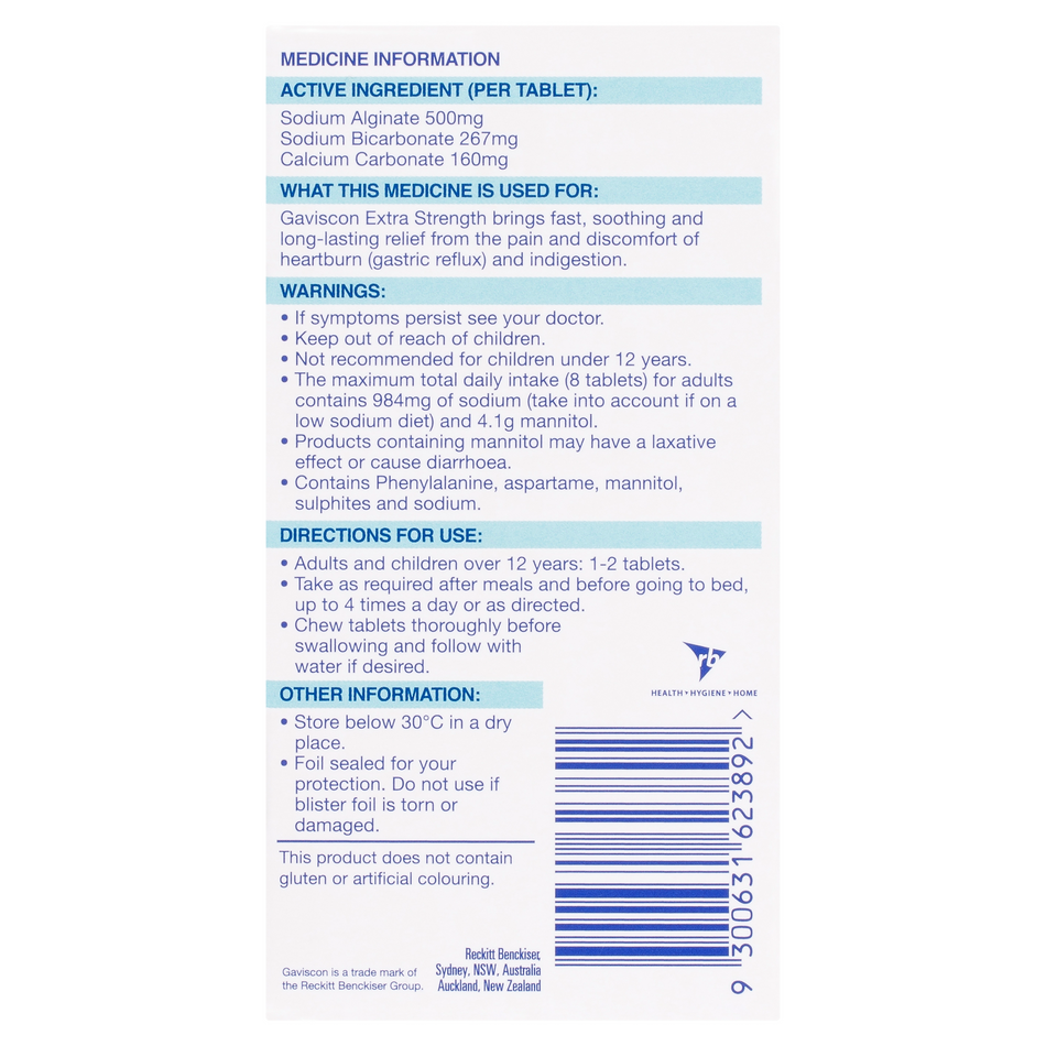 Gaviscon Gaviscon Extra Strength 24 Chewable Tablets
