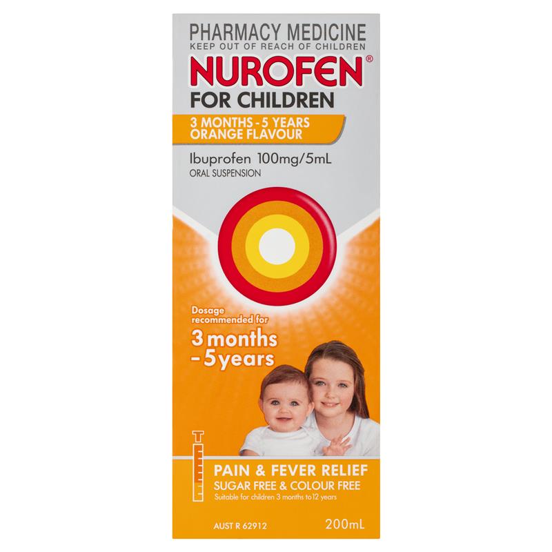Nurofen Children 3 Months To 5 Years Orange Flavour Pain & Fever Relief 200ml