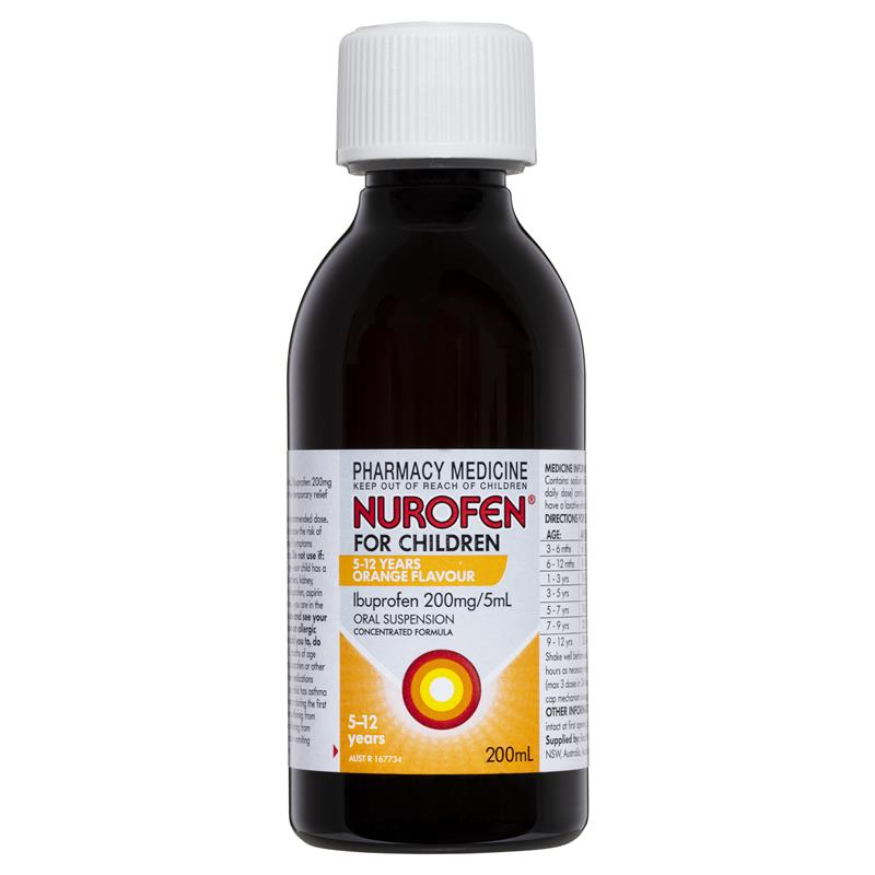 Nurofen Children 5 to 12 Years Orange Flavour - Pain & Fever Relief 200ml