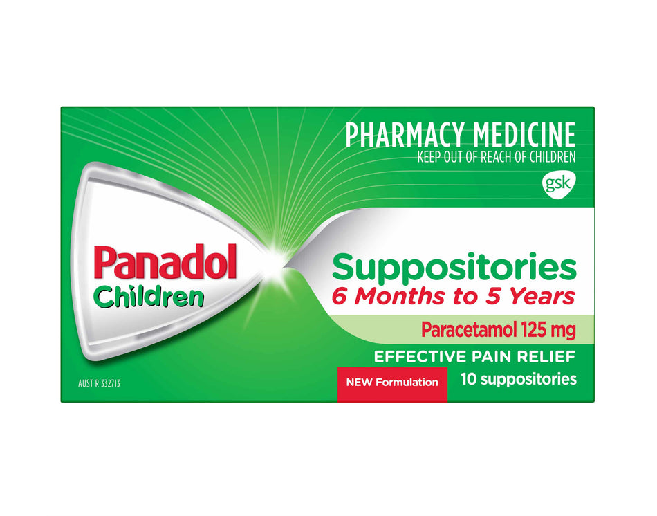 Panadol Child Suppositories 6 Months - 5 Years 125mg 10 Pack