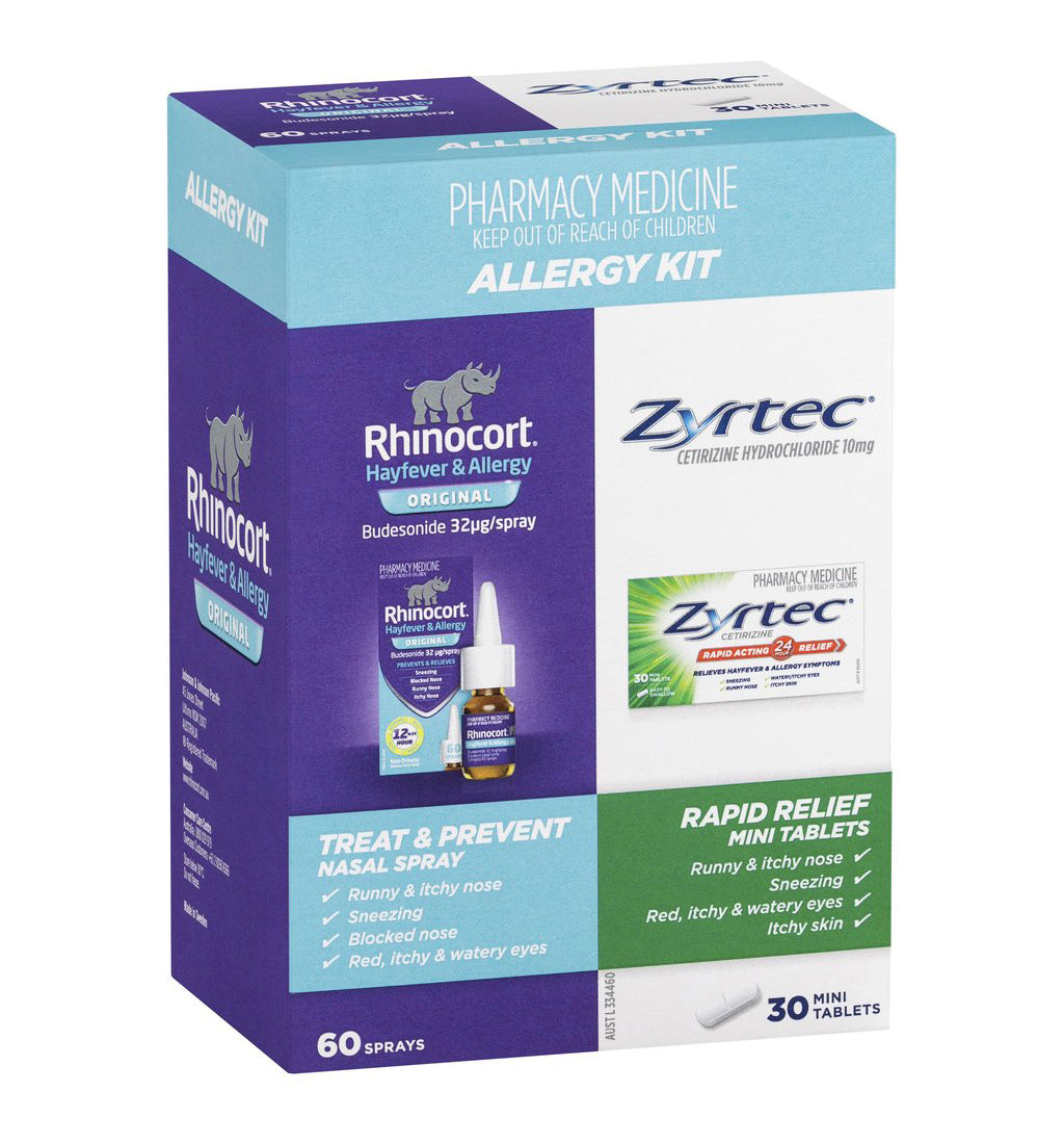 Rhinocort Nasal Spray + Zyrtec Rapid Relief Mini Tablets Allergy Kit