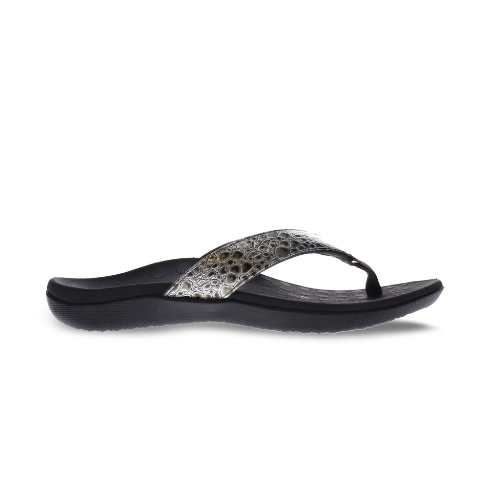 Scholl Orthaheel Orthotic Sonoma II Supportive Thong Steel Reptile