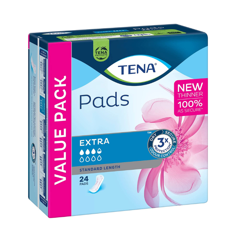 3 x TENA Pads Extra Standard Length Discreet & Secure Protection 24 Pack = 72 Pads