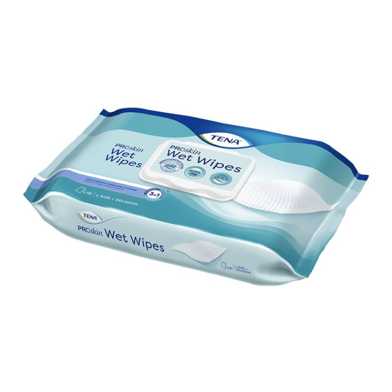 3 x TENA Wet Wipes 50 Pack - Cleanse, Protect and Moisturise