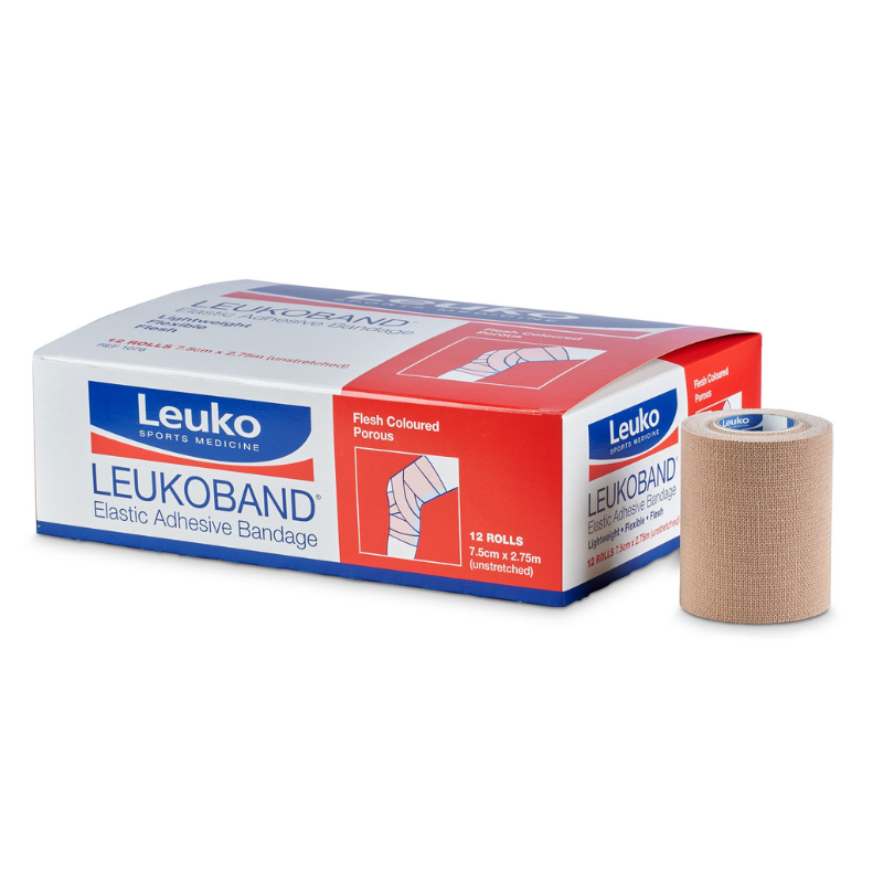 Leukoband Premium Elastic Adhesive Bandages 7.5cm x 2.75m in 12 Rolls