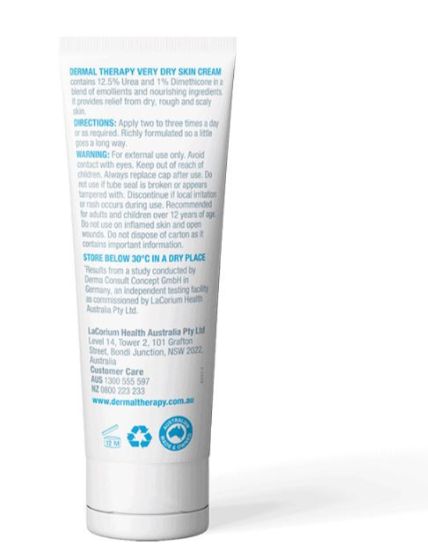 Dermal Therapy Very Dry Skin Cream 125g for Intensive Moisturisation