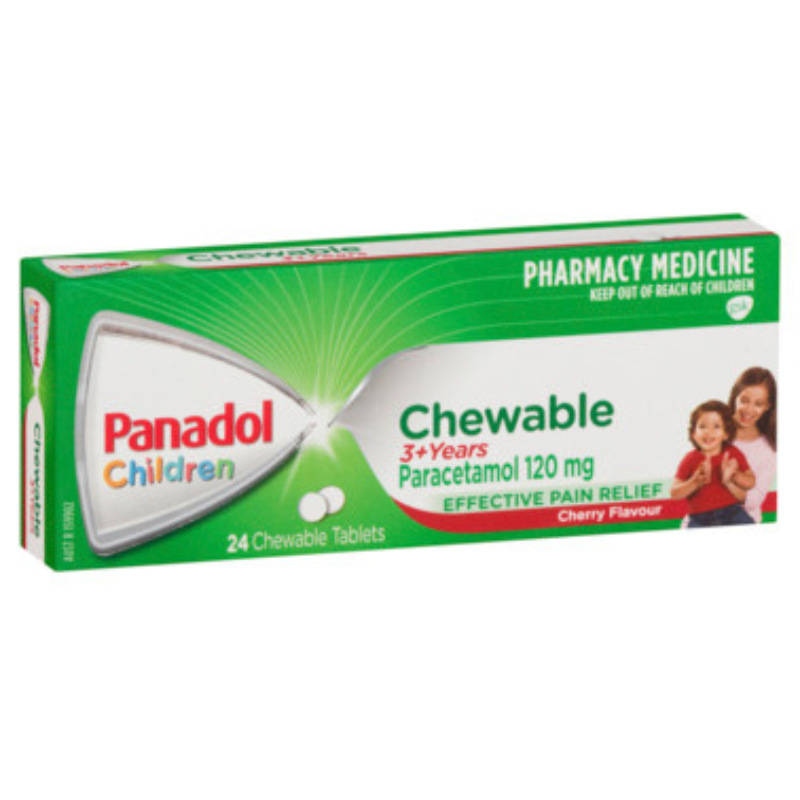Panadol Children 3+ Years Chewable Cherry Flavour 24 Tablets