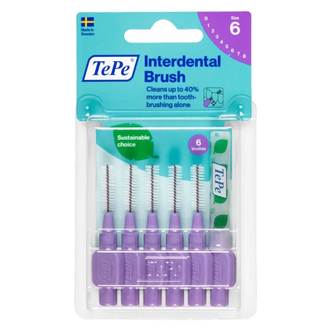 2 x TePe Interdental Brushes 1.1mm Purple Size 6 Original - ISO 6 Packs