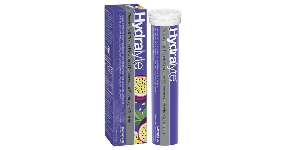 Hydralyte Effervescent Electrolyte Tablets- Passionfruit Punch flavored