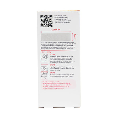 Cica-Care Silicone Gel Sheet 3cm x 12cm - Back