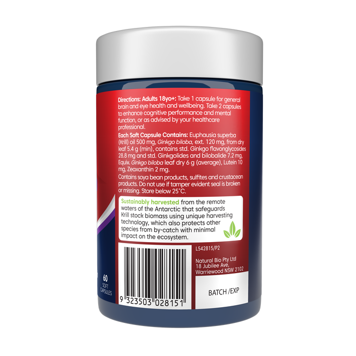 Bioglan Red Krill Oil Active Brain & Eyes 60 Soft Capsules