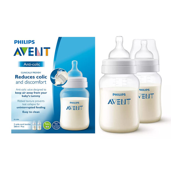 Philips Avent Feeding Bottle 260mL Baby Toodler Anti Colic Easy Clean Pack of 2