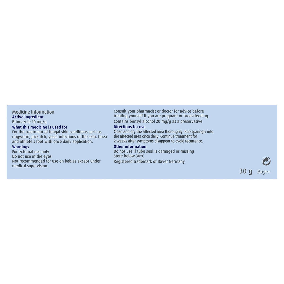 Canesten Once Daily Bifonazole Body Cream 30g - Image 2