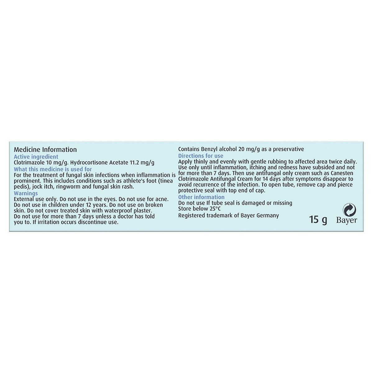 Caneson Plus Canesten Plus Clotrimazole & Hydrocortisone Cream 15g | Canesten ...