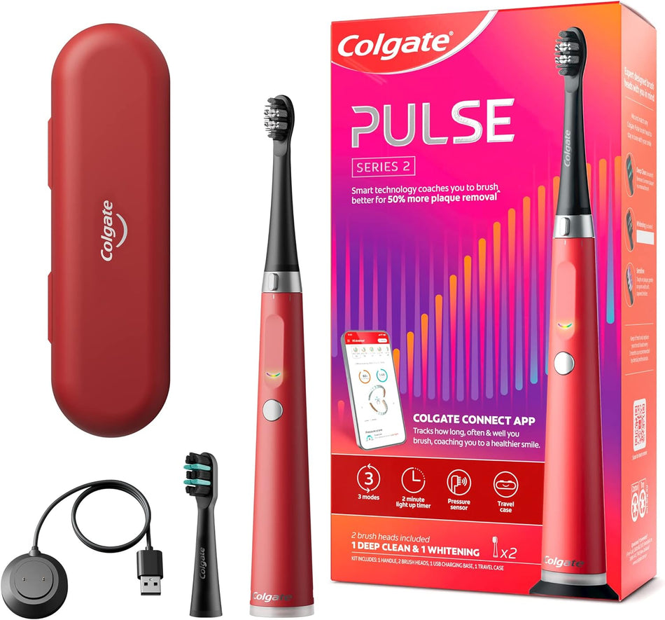Colgate Pulse Connected Series 2 Deep Clean & Whitening Electric Toothbrush with 2 Refill Heads