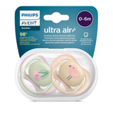 AVENT Ultra Air Pacifier Animal 0-6 Months 2 Pack