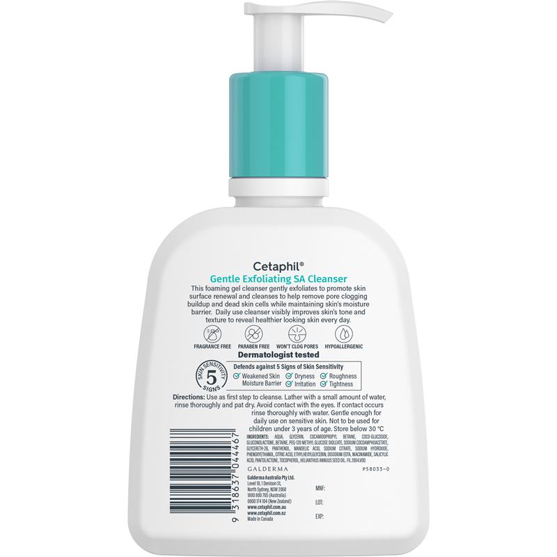 Gentle Exfoliating SA Cleanser 236mL Foaming Gel with Salicylic & Mandelic Acid