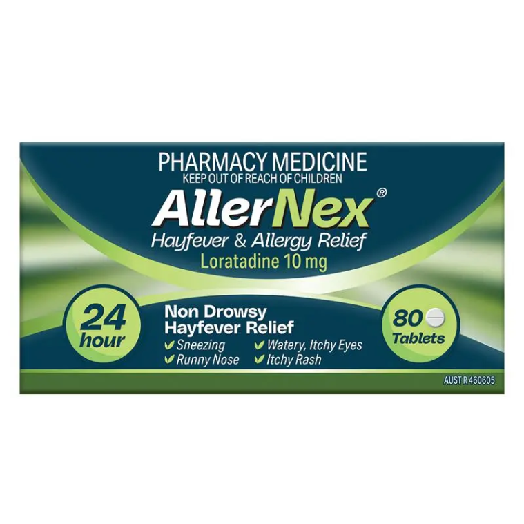 AllerNex Hayfever & Allergy Relief Non Drowsy 24 Hours - 80 Tablets