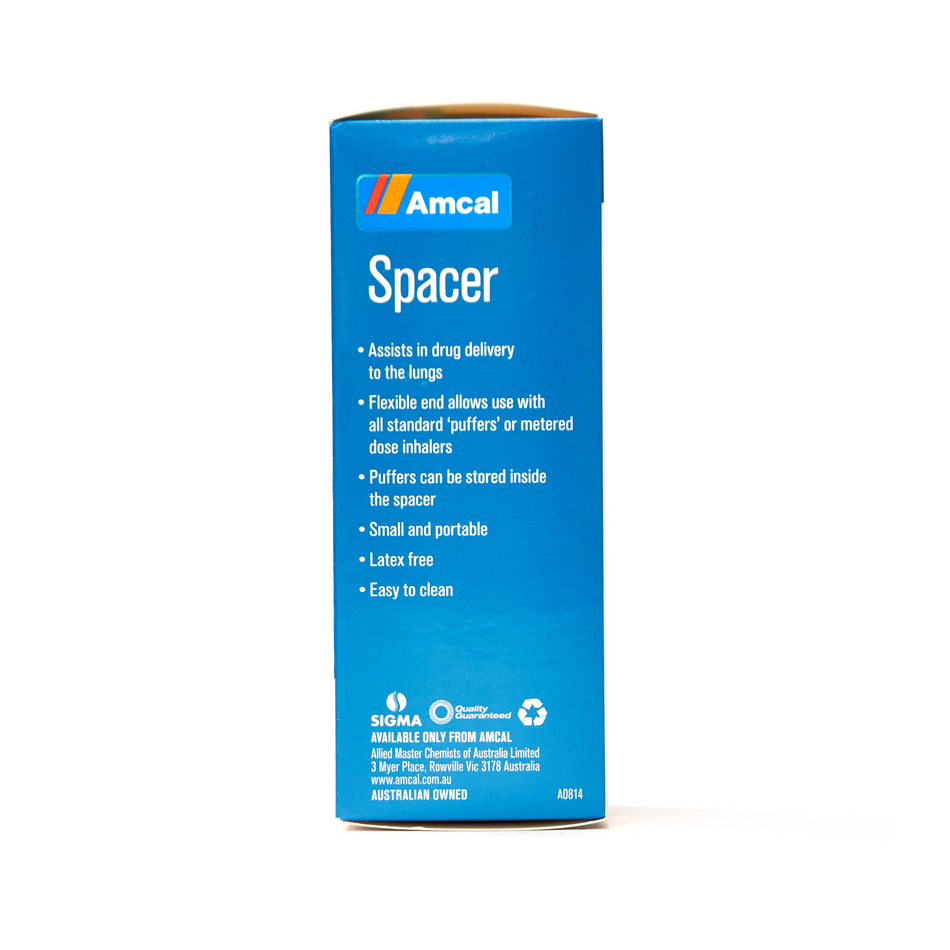 Amcal Spacer Anti-Static Valved Holding Chamber - Use with all Puffers