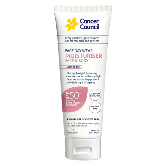 Cancer Council Face Daywear Moisturiser Matte SPF50+ Invisible 75ml