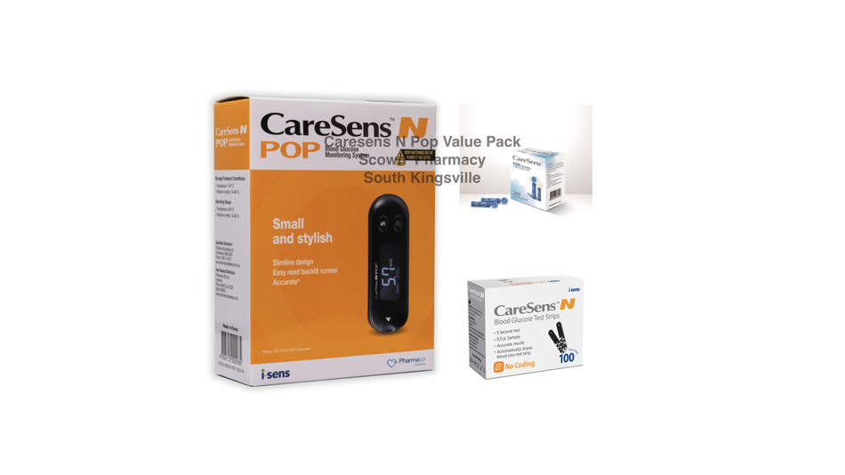 CareSens N Pop Blood Glucose Monitoring System plus Extra Lancets & Strips Value Pack