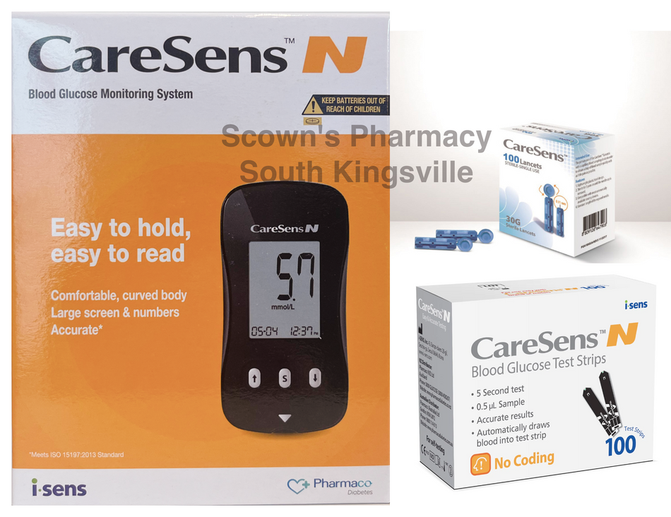 CareSens N Blood Glucose Monitoring System plus Extra Lancets & Strips Value Pack