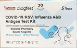 Cellife Diagfest COVID-19 RSV Influenza A&B All in one Antigen Test Kit 5 Tests