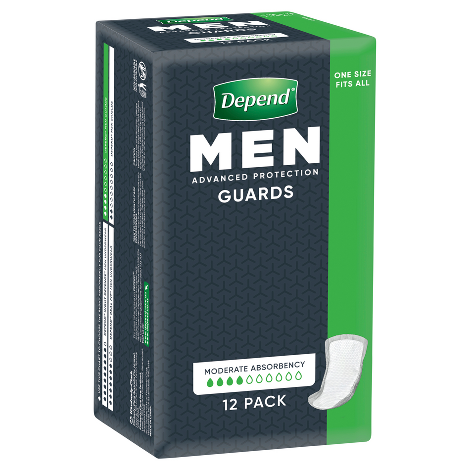 Depend Guards for Men 6 x 12 Pack - One Size