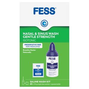 FESS Sinu Cleanse Isotonic Wash Kit 60 Sachets + Wash Bottle