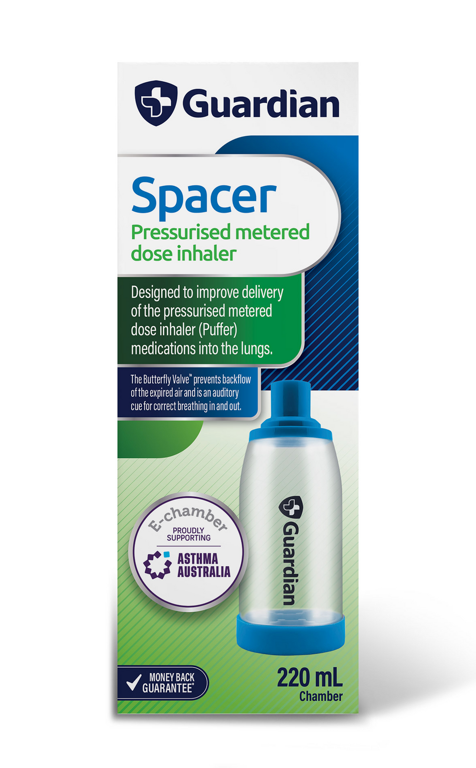 Guardian Spacer Use with All Puffers Adults Children Astma Antistatic COPD