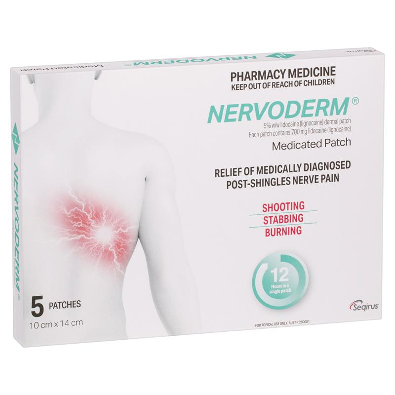 Nervoderm Medicated with 5%  Lidocaine Dermal Patch - 5 Patches