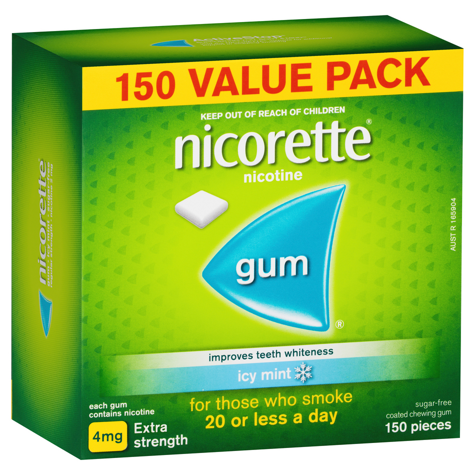Nicorette Gum Extra Strength Coated Icy Mint 4mg 150 Pack
