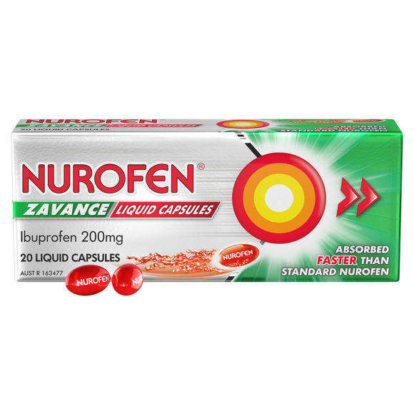 Nurofen Zavance Fast Pain Relief Liquid 200mg 20 Capsules