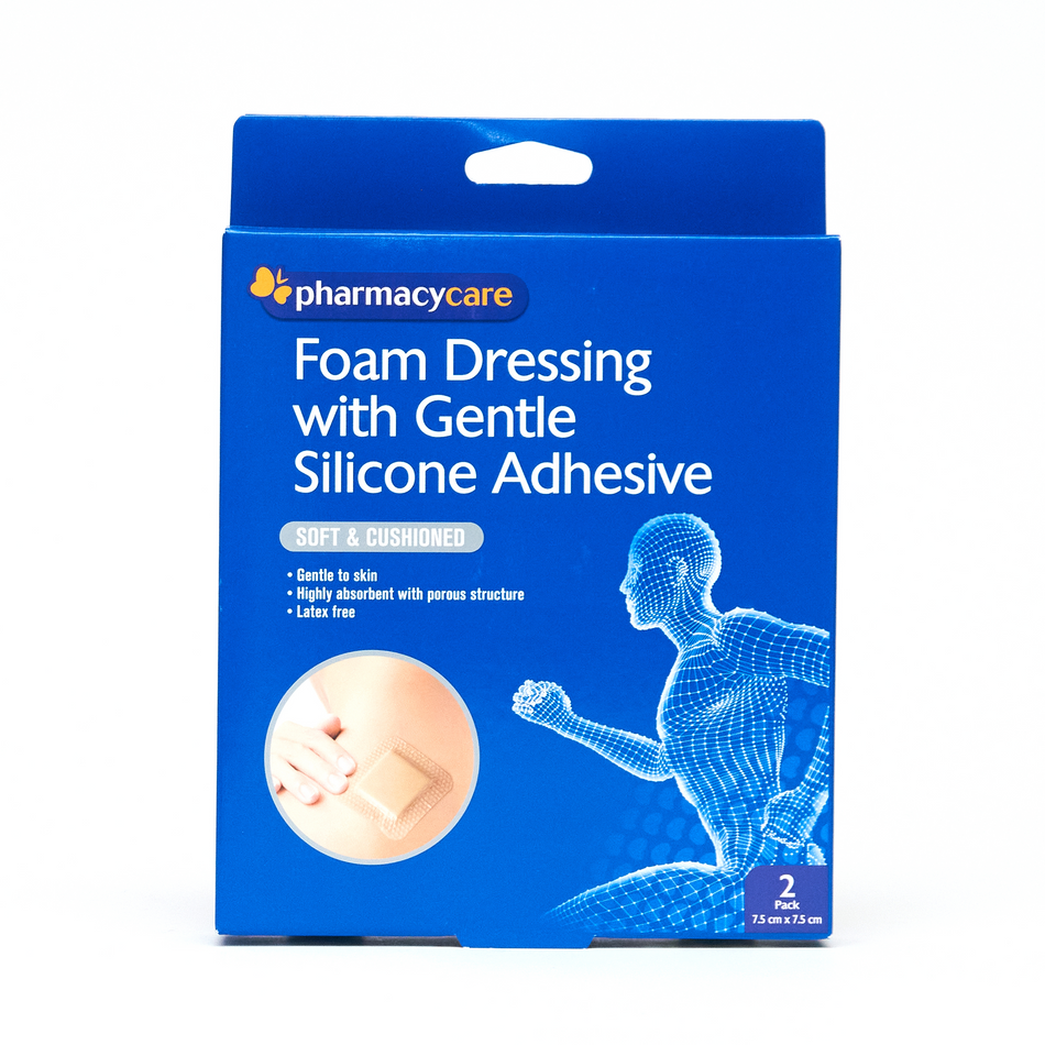 Pharmacy Care Foam Dressing 7.5cm x 7.5cm 2 Pack