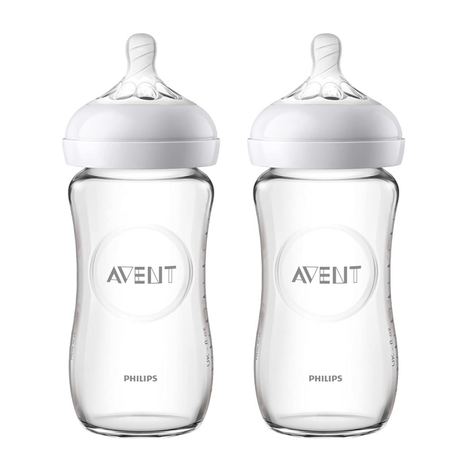 2x Philips Avent Natural Glass Baby Bottle SCF053/17