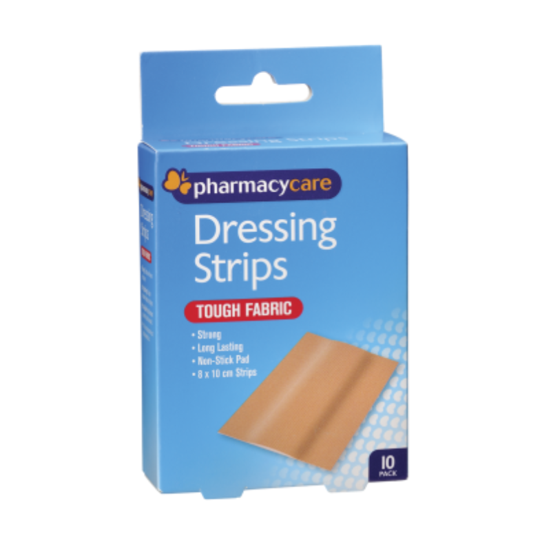 Pharmacy Care Fabric Dressing Strips 8x10cm 10 Strips