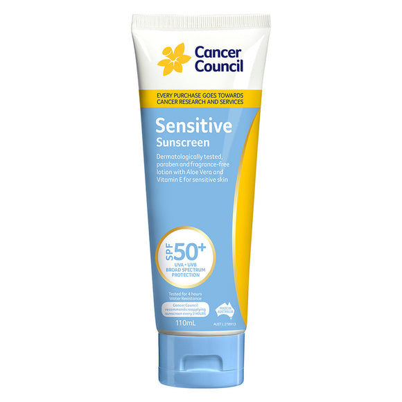 Cancer Council Sensitive SPF50+ Sunscreen Tube 110ml