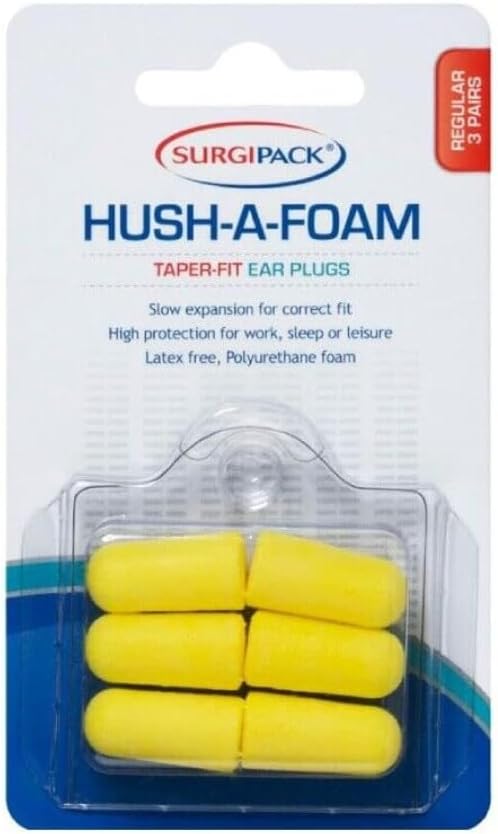 SurgiPack 6957 Hush-a-Foam Taperfit Earplug 3 Pair