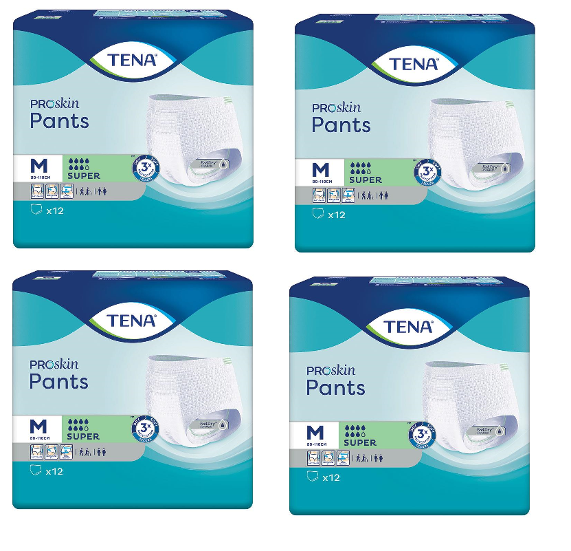 4 x Tena ProSkin Pants Super Size Medium 12 Pack = 48 Men/WomenPants