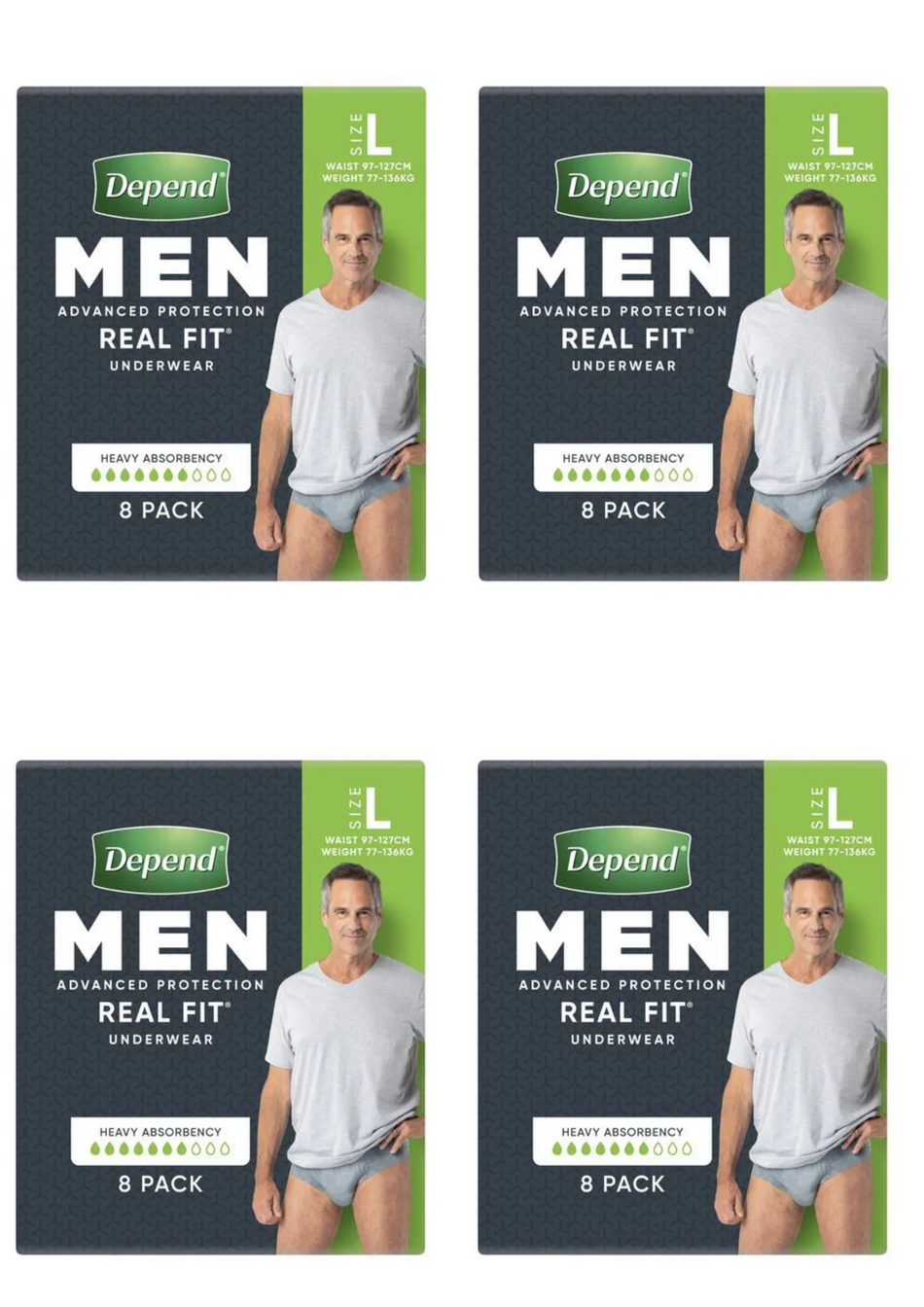 Depend Real-Fit Underwear for Men 4 x 8 Pack - Size Large