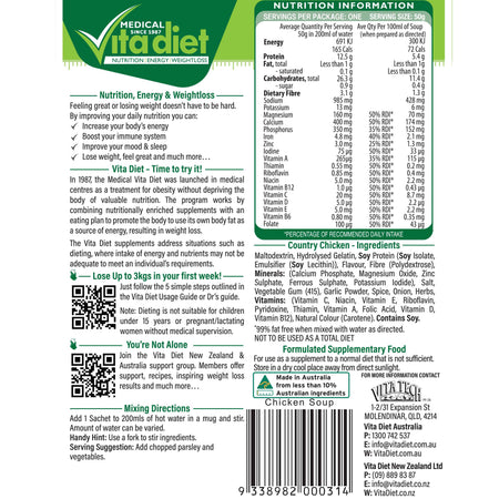 VITA DIET Chicken Soup - back of packet / nutrition panel